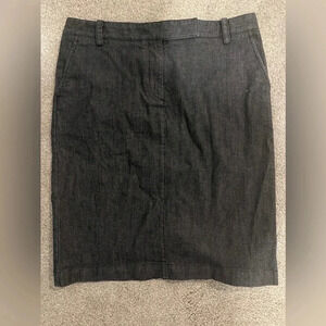 Talbots Petite Womens blue jean skirt 10 Knee length dk denim pinstripe straight